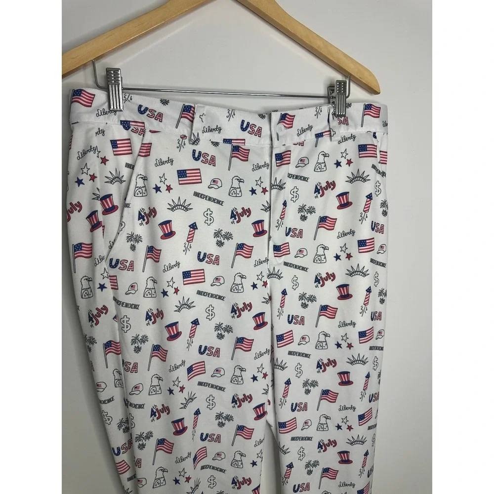 Golf Men's American Flag Stretch Golf Pants Patriotic Trousers 4th of July 33 32 - Picture 3 of 11